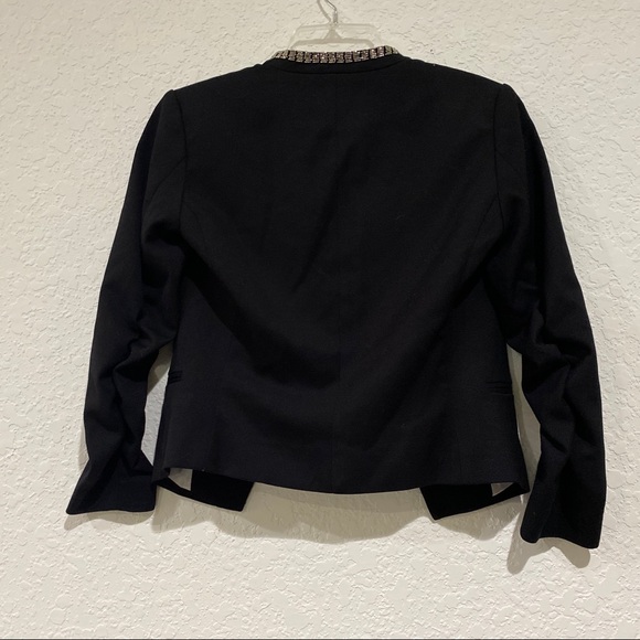 H&M Open Front Black Blazer Jacket Trim With Silver Chain Size 2 - Picture 12 of 12